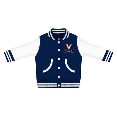 Creative Knitwear College Baby NCAA Officially Licensed Letterman Varsity Jacket - Virginia Logo - Navy - 6-9 Months