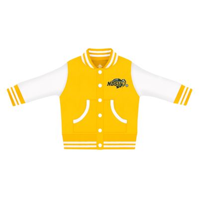 Creative Knitwear College Baby NCAA Officially Licensed Letterman Varsity Jacket - North Dakota State Logo - Gold - 0-3 Months