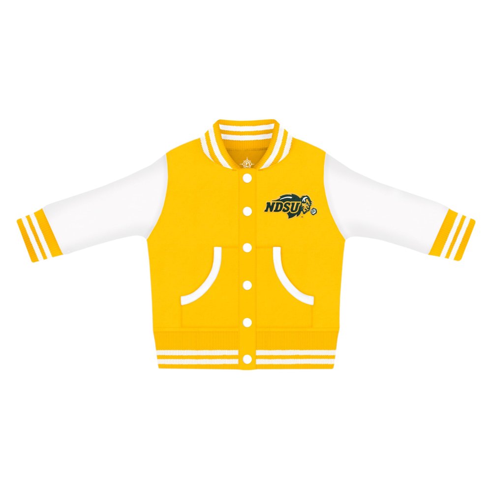 Creative Knitwear College Baby NCAA Officially Licensed Letterman Varsity Jacket - North Dakota State Logo - Gold - 0-3 Months