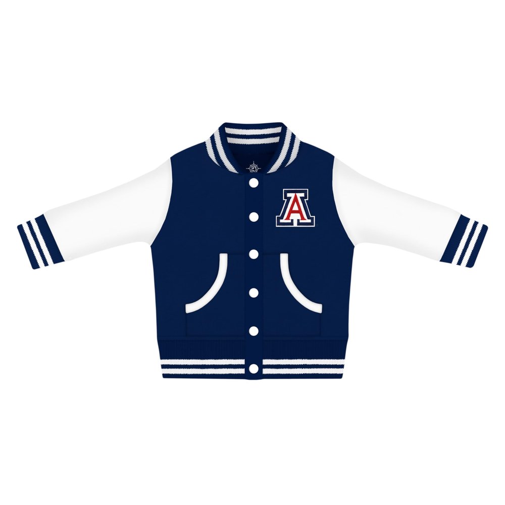 Creative Knitwear College Baby NCAA Officially Licensed Letterman Varsity Jacket - Arizona Logo - Navy - 2T