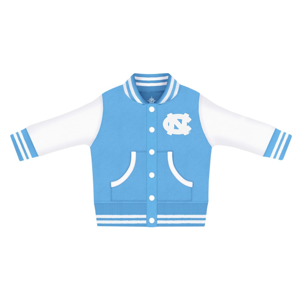 Creative Knitwear College Baby NCAA Officially Licensed Letterman Varsity Jacket - North Carolina Logo - Carolina Blue - 24 Months