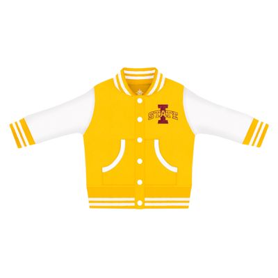 Creative Knitwear College Baby NCAA Officially Licensed Letterman Varsity Jacket - Iowa State Logo - Gold - 18 Months