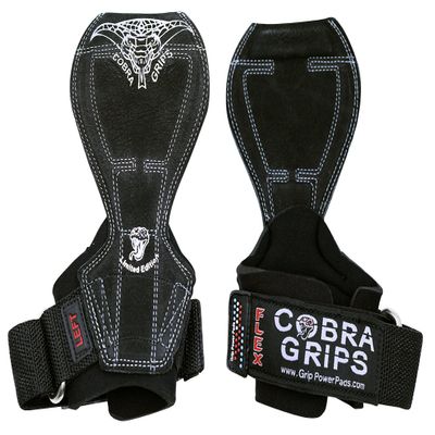 Cobra Grips Flex Model Weight Lifting Gloves Heavy Duty Straps Alternative Power Lifting Hooks Best for Deadlifts with Padded Wrist Wrap Support Bodybuilding (Medium, Black Leather)