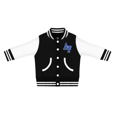 Creative Knitwear College Baby Letterman Varsity Jacket - Air Force Logo - Black - 3-6 Months