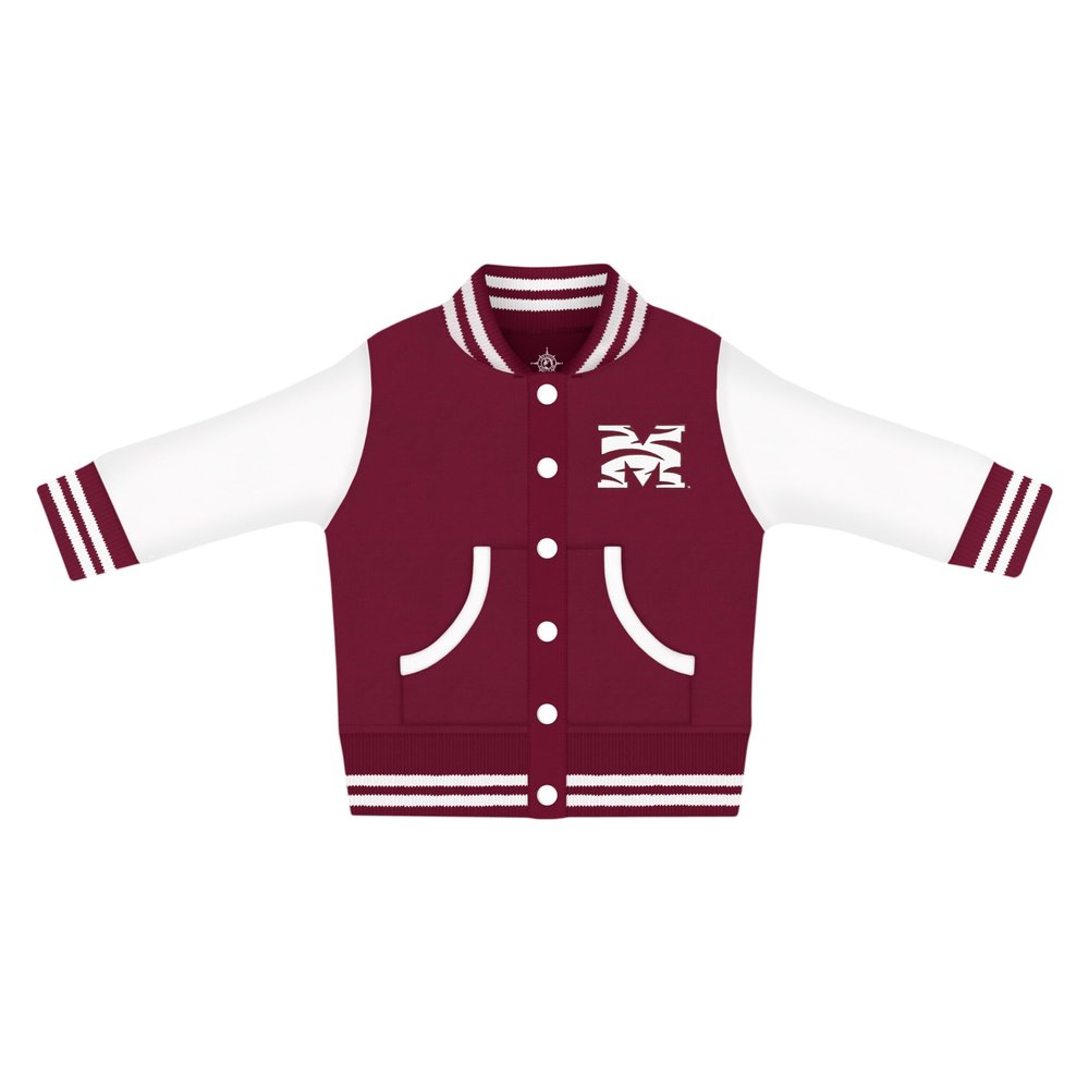 Creative Knitwear College Baby NCAA Officially Licensed Letterman Varsity Jacket - Morehouse Logo - Maroon - 2T