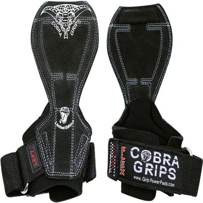 2018 Cobra Grips Flex Model Weight Lifting Gloves Heavy Duty Straps Alternative Power Lifting Hooks Best for Deadlifts with Padded Wrist Wrap Support Bodybuilding (Small, Black Leather)