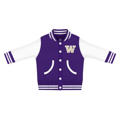 Creative Knitwear College Baby NCAA Officially Licensed Letterman Varsity Jacket - Washington Logo - Purple - 3T