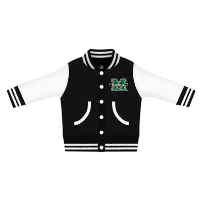 Creative Knitwear College Baby NCAA Officially Licensed Letterman Varsity Jacket - Marshall Logo - Black - 4T