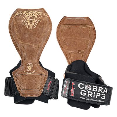 2018 Cobra Grips Flex Model Weight Lifting Gloves Heavy Duty Straps Alternative Power Lifting Hooks Best for Deadlifts with Padded Wrist Wrap Support Bodybuilding (Small, Brown Leather)