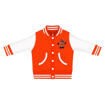 Creative Knitwear College Baby NCAA Officially Licensed Letterman Varsity Jacket - Syracuse Otto Logo - Orange - 4T
