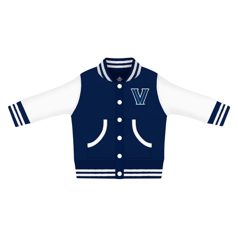 Creative Knitwear College Baby NCAA Officially Licensed Letterman Varsity Jacket - Villanova Logo - Navy - 12 Months