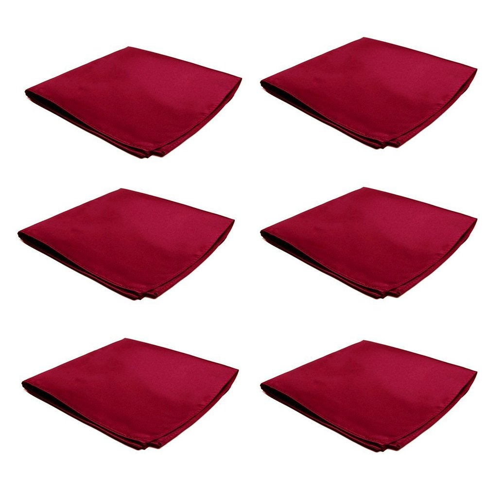 FOMANN Mens Pocket Squares Handkerchief 6 PK Wedding Party Solid Color Handkerchiefs (Light Burgundy)