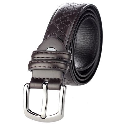 Eurosport Boys' Kids' Smooth Genuine Bonded Leather Textured Belt, Argyle, Brown, Large