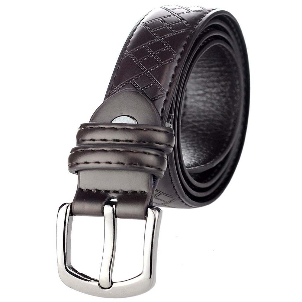 Eurosport Boys' Kids' Smooth Genuine Bonded Leather Textured Belt, Argyle, Brown, Large