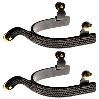 Jacks 11081 Black Steel Basket Weave Roping Spurs