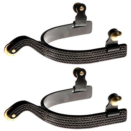 Jacks 11081 Black Steel Basket Weave Roping Spurs