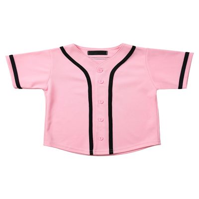 Hat and Beyond Kids Baseball Jersey Button Down T Shirts Hipster Plain Hip Hop Uniforms (04T, 5pu01_Pnk.Blk)