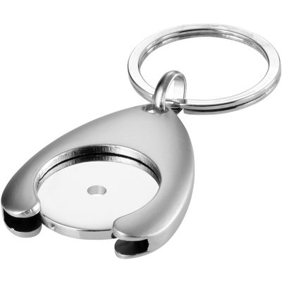 Bullet Trolley Coin Holder Key Chain (2.8 x 1.1 x 0.2 inches) (Silver)