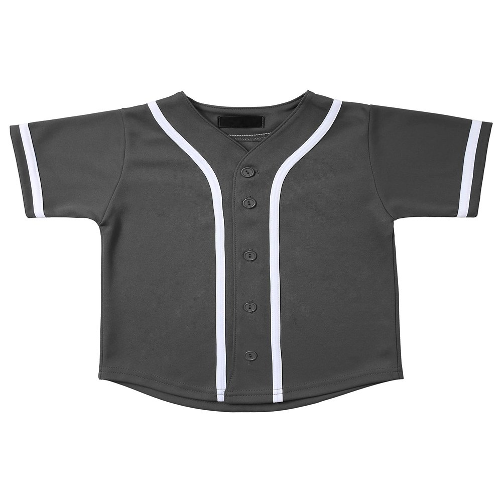 Hat and Beyond Kids Baseball Jersey Button Down T Shirts Hipster Plain Hip Hop Uniforms (04T, 5pu01_Cha.WHI)