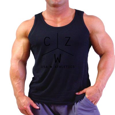 Relaxed Fit Cotton Venice Tank Top with CZW in Black