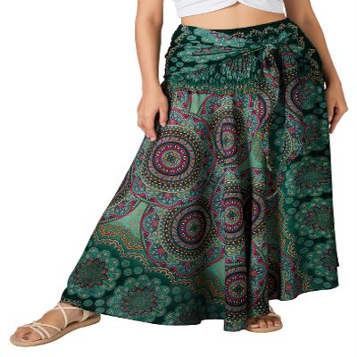 Joob Joob Long Boho Skirts for Women - Bohemian Hippie Maxi Summer Skirt Green