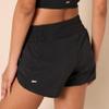 Amazon Essentials Women's Regular-Fit Athletic Ruched Waistband Woven Running Shorts with Zip Pocket, Black, Large view 4