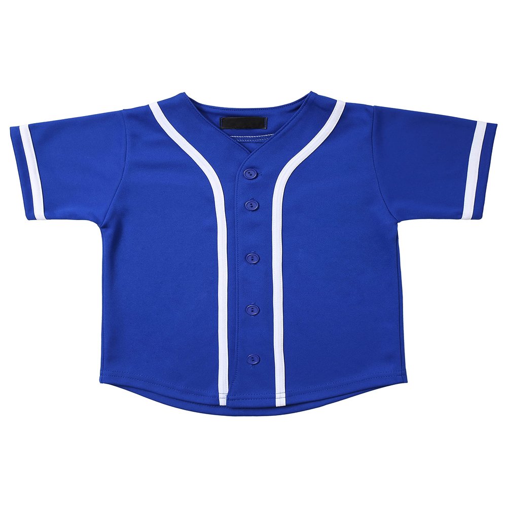 Hat and Beyond Kids Baseball Jersey Button Down T Shirts Hipster Plain Hip Hop Uniforms (02T, 5pu01_RBU.WHI)