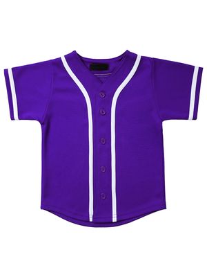 Hat and Beyond Kids Baseball Jersey Button Down T Shirts Hipster Plain Hip Hop Uniforms (04T, 5pu01_Pur.WHI)