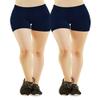 MOPAS Women's Ribbed Waistband Thigh Length Spandex Shorts (Pack of 2) (Navy) view 1