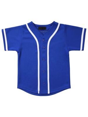 Hat and Beyond Kids Baseball Jersey Button Down T Shirts Hipster Plain Hip Hop Uniforms (08T, 5pu01_RBU.WHI)
