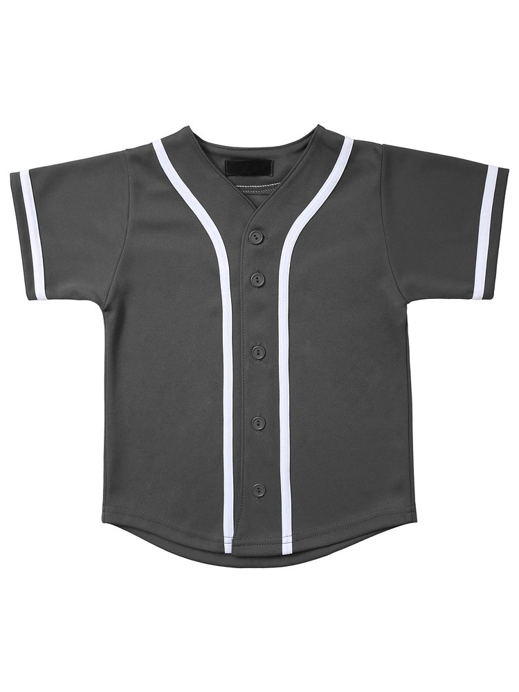 Hat and Beyond Kids Baseball Jersey Button Down T Shirts Hipster Plain Hip Hop Uniforms (03T, 5pu01_Cha.WHI)
