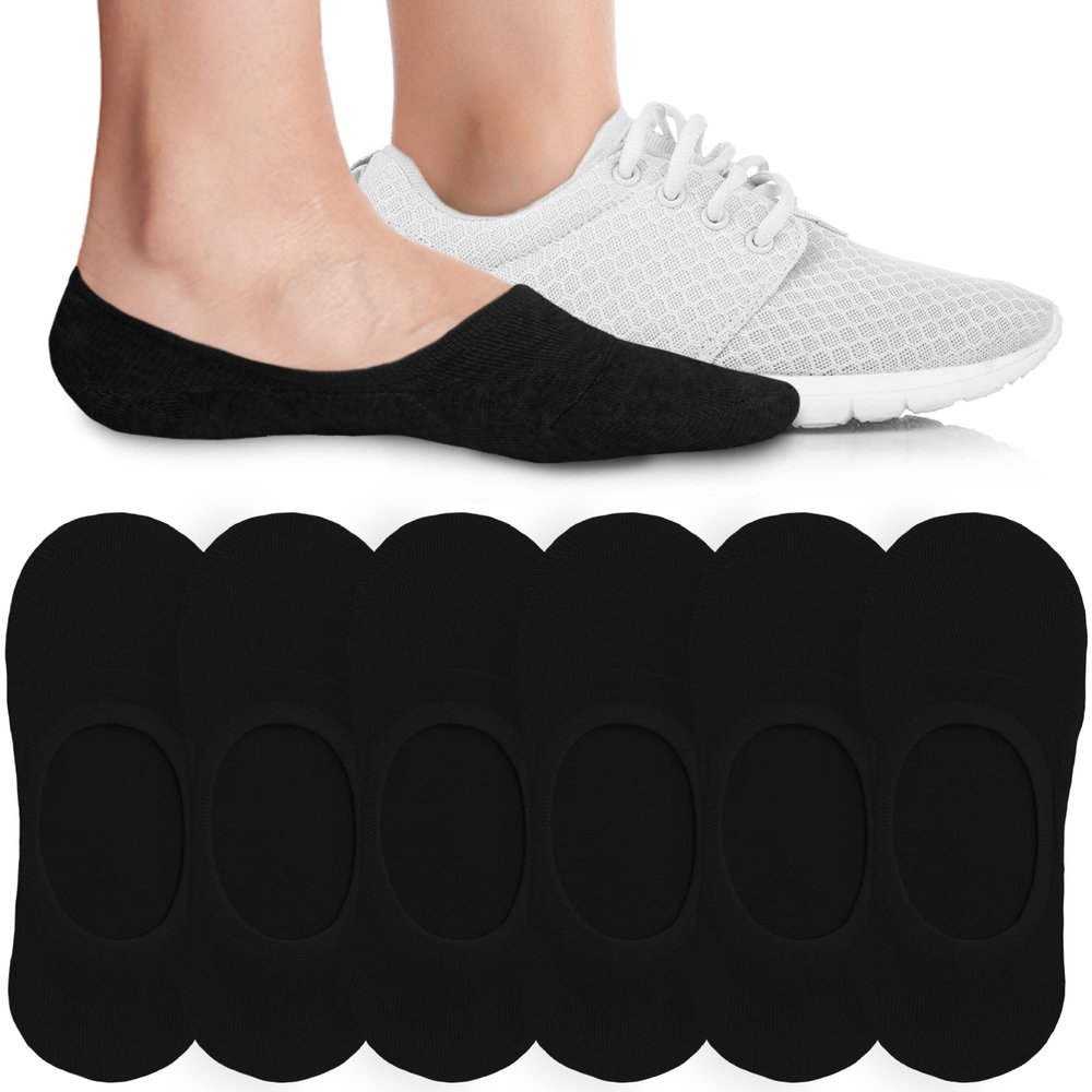 Eedor Women's No Show Socks, Comfy and Breathable Non-Slip, Low Cut Invisible Liner Socks for Casual and Formal Wear, Durable, Soft, Stretchable Fabric - 3 Pairs, Medium, Size 7-8 - Black