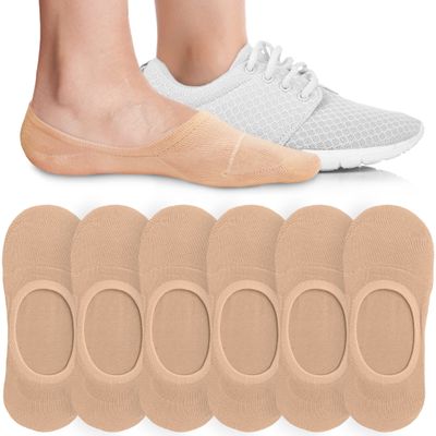 Eedor Women's No Show Socks, Comfy and Breathable Non-Slip, Low Cut Invisible Liner Socks for Casual and Formal Wear, Durable, Soft, Stretchable Fabric - 3 Pairs, Medium, Size 7-8 - Beige