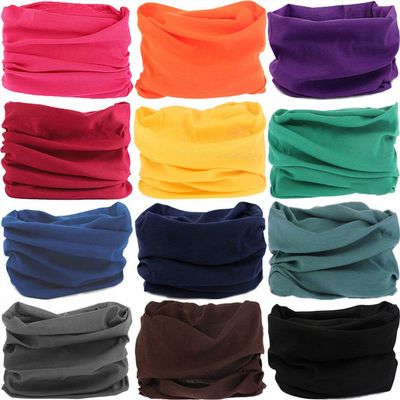 VANCROWN Neck Gaiter Headband Headwear Head Wrap Face Mask Magic Scarf Bandana for Men and Women (12PCS.Solid Color.4)