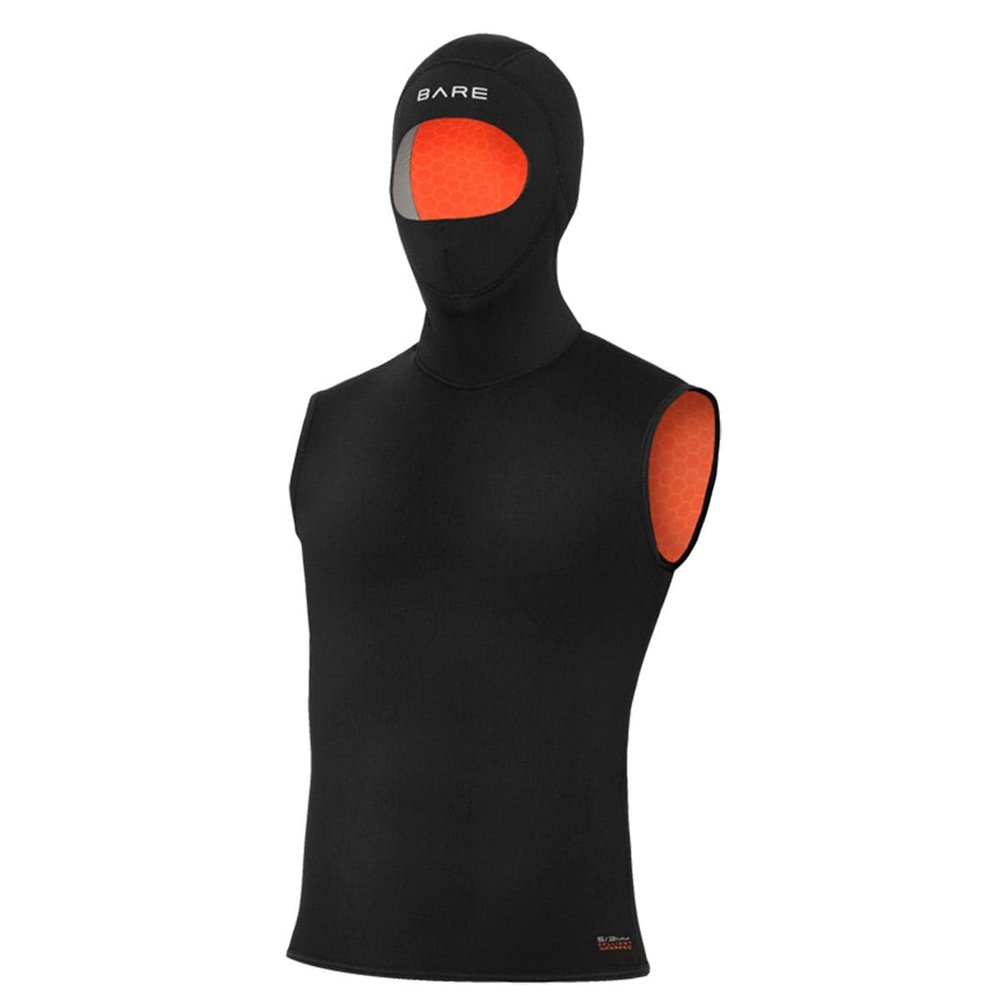 BARE 7/3MM Men's Ultrawarmth Hooded Vest: Wear Inside or Outside Your Wetsuit, Black M