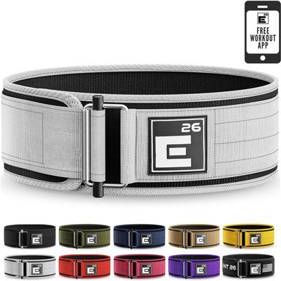 Element 26 Self-Locking Weight Lifting Belt - Premium Weightlifting Belt for Serious Functional Fitness, Weightlifting, and Olympic Lifting Athletes - Squat, Deadlift for Men & Women (Medium, White)