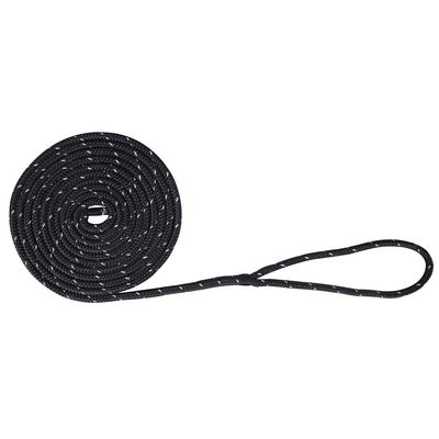 Extreme Max 3006.2469 BoatTector Double Braid Nylon Dock Line - 3/8" x 20', Black with Reflective Tracer