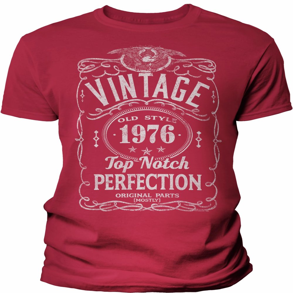 50th Birthday Gift Shirt for Men - Vintage 1976 Top Notch Perfection - Red-2X