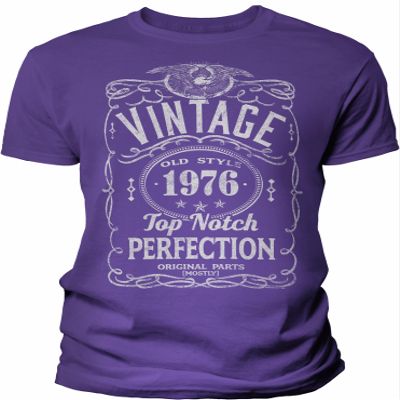 50th Birthday Gift Shirt for Men - Vintage 1976 Top Notch Perfection - Purple-2X