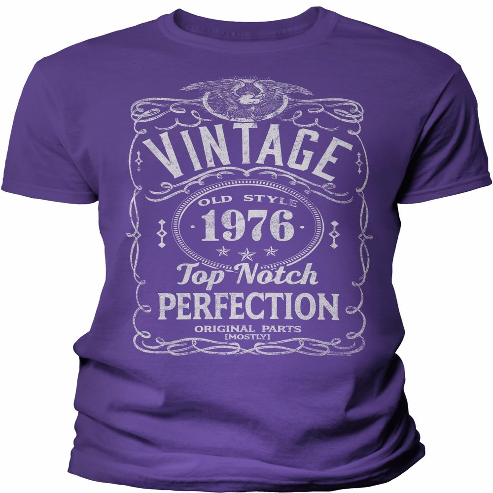 50th Birthday Gift Shirt for Men - Vintage 1976 Top Notch Perfection - Purple-2X