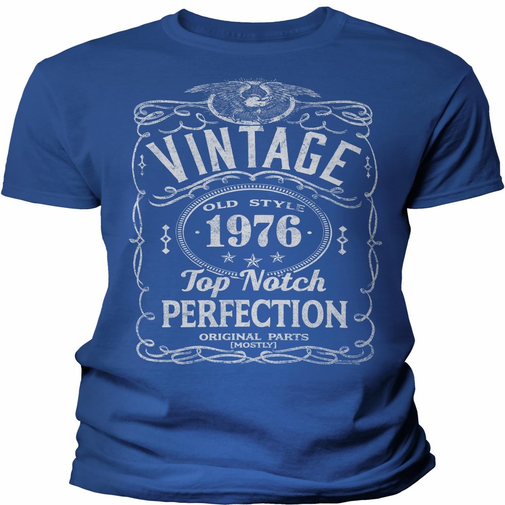 50th Birthday Gift Shirt for Men - Vintage 1976 Top Notch Perfection - Royal-2X