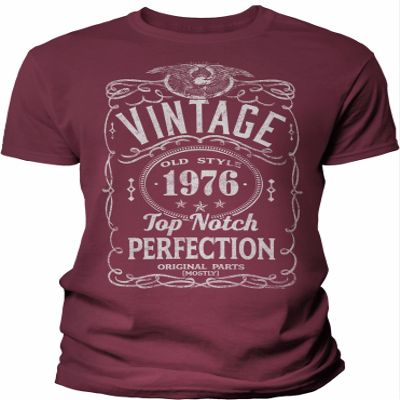 50th Birthday Gift Shirt for Men - Vintage 1976 Top Notch Perfection - Maroon-2X