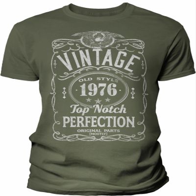 50th Birthday Gift Shirt for Men - Vintage 1976 Top Notch Perfection - Military-2X