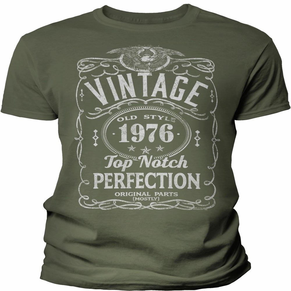 50th Birthday Gift Shirt for Men - Vintage 1976 Top Notch Perfection - Military-2X