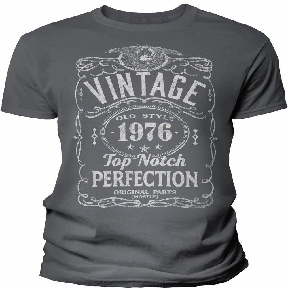 50th Birthday Gift Shirt for Men - Vintage 1976 Top Notch Perfection - Charcoal-4X