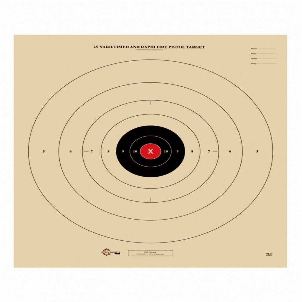 25 Yard, Timed and Rapid Fire Target, Official B-8 NRA Target, 21" x 24" (Red, 100)