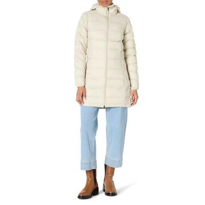 Amazon Essentials Women's Lightweight Water-Resistant Packable Hooded Puffer Coat (Available in Plus Size), Stone, X-Large