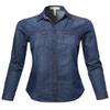 Basic Classic Button Closure Roll Up Sleeves Chest Zipper Pocket Denim Chambray Dark S view 1