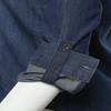 Basic Classic Button Closure Roll Up Sleeves Chest Zipper Pocket Denim Chambray Dark S view 3
