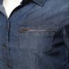 Basic Classic Button Closure Roll Up Sleeves Chest Zipper Pocket Denim Chambray Dark S view 4